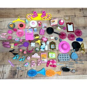 Barbie Doll Accessories Lot 95 Pieces - Shoes Kitchenware Beauty Items & More
